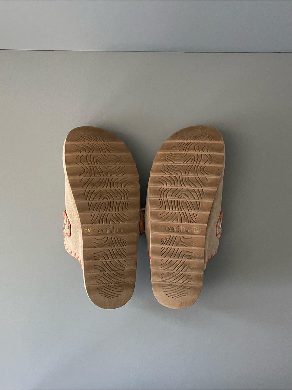 Earth Gena Leather Slip On Comfort Clog Taupe Orange 7 Boho Southwestern Foam - Picture 8 of 16